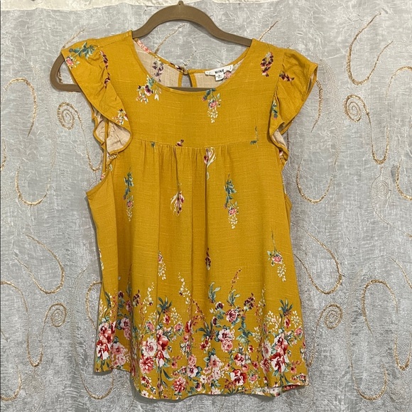 mine Tops - Mine Mustard Floral Blouse